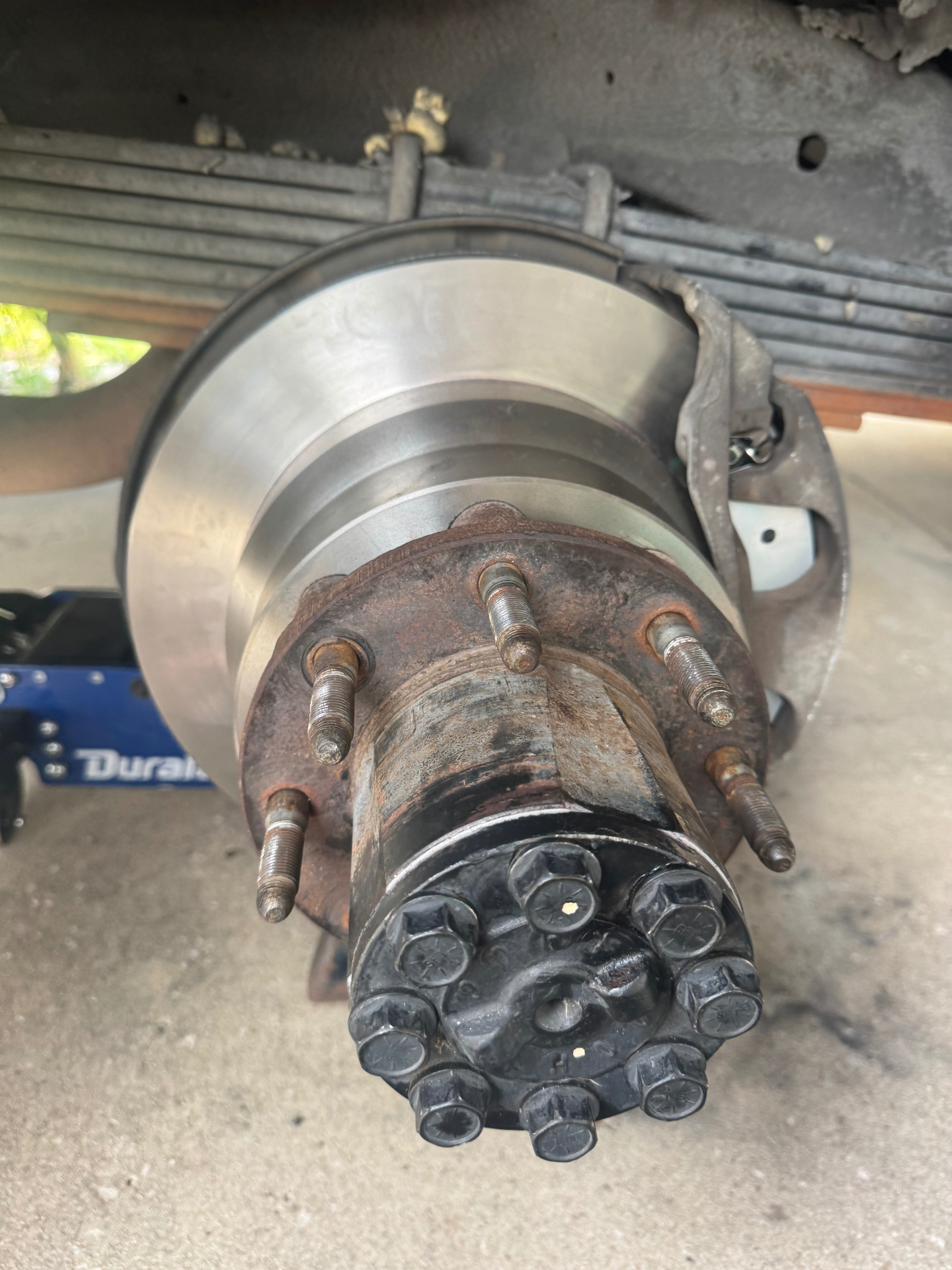 Brake rotor and wheel hub assembly during service